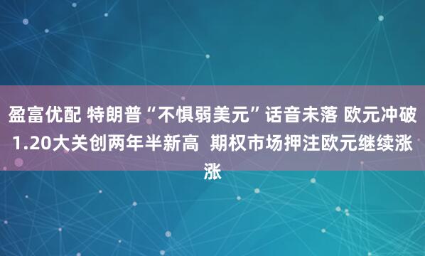 盈富优配 特朗普“不惧弱美元”话音未落 欧元冲破1.20大关创两年半新高  期权市场押注欧元继续涨