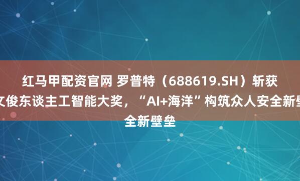 红马甲配资官网 罗普特（688619.SH）斩获吴文俊东谈主工智能大奖，“AI+海洋”构筑众人安全新壁垒