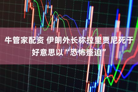 牛管家配资 伊朗外长称拉里贾尼死于好意思以“恐怖蹙迫”