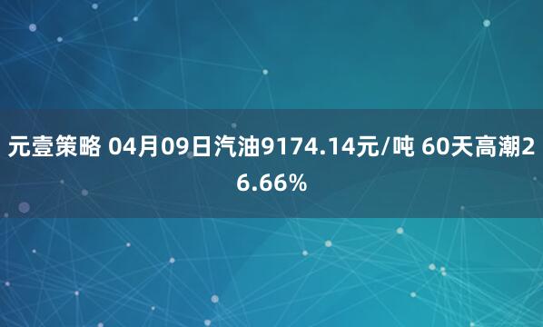 元壹策略 04月09日汽油9174.14元/吨 60天高潮26.66%