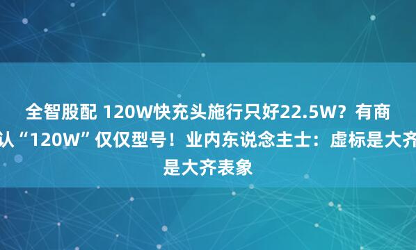 全智股配 120W快充头施行只好22.5W？有商家承认“120W”仅仅型号！业内东说念主士：虚标是大齐表象